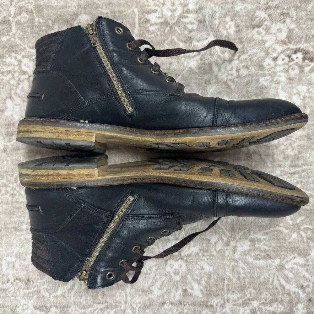 BULL BOXER Holten London Grunge Leather Zip Boots | Mens‎ EU 45 US 12 Moto